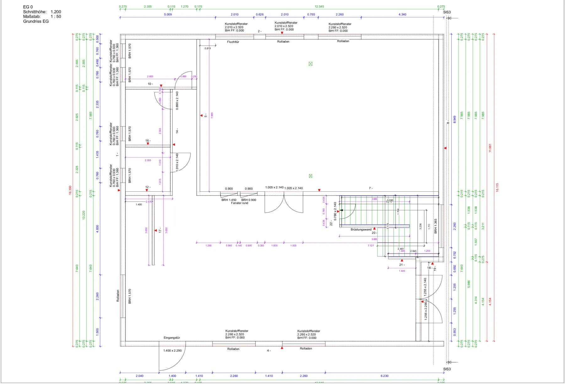 Grundriss Erdgeschoss, Werkplan